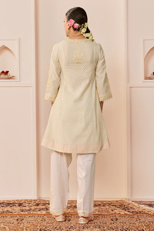 Reem Daisy Ivory Short Choga with Dogri Salwar and Dupatta