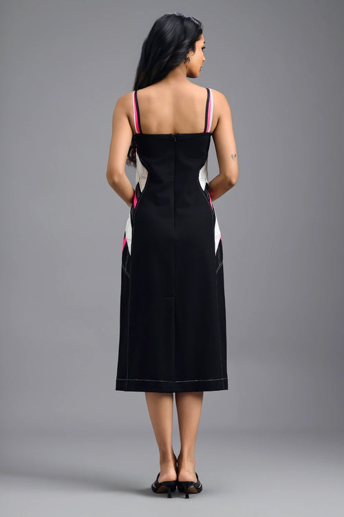Black Asymmetric Midi Dress