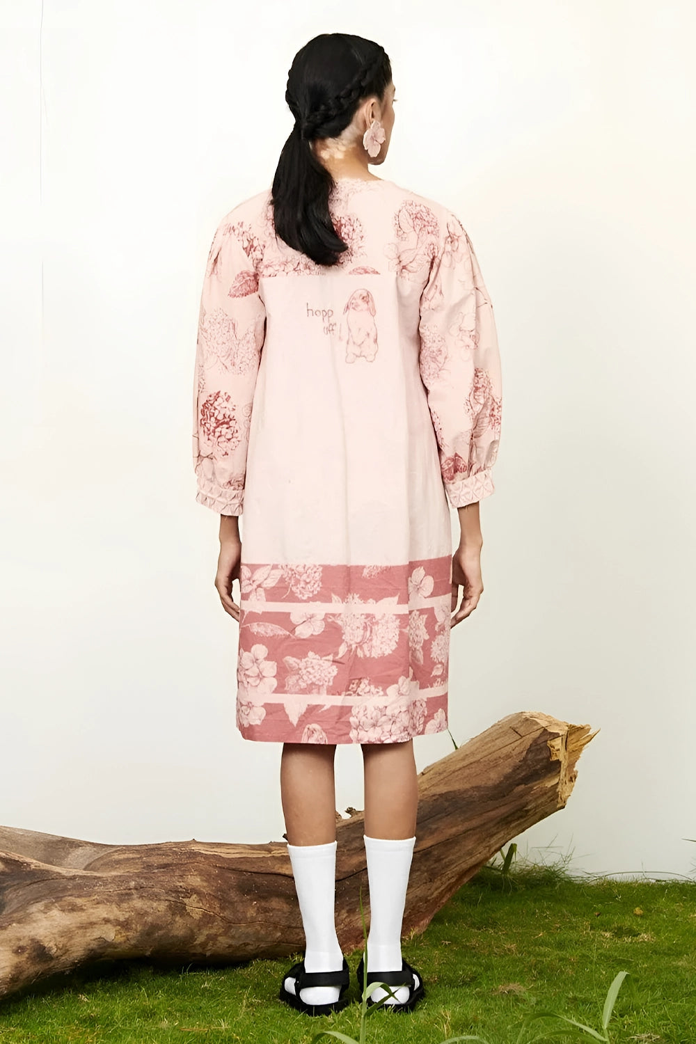 Peach Bunny Smocking Dress