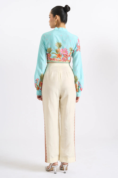 Festive Bloom Crop Top And Trousers Set
