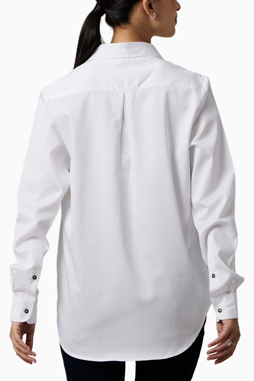 White Emerald Swarovski Button Shirt