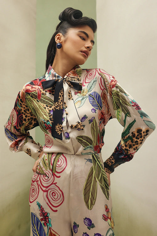 Wildflower Iris Shirt with Thais Pants