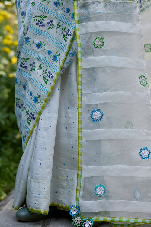 Hidden Orchard Ivory Saree With Blouse