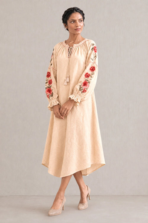 Parchment Rose Garden Peasant Dress