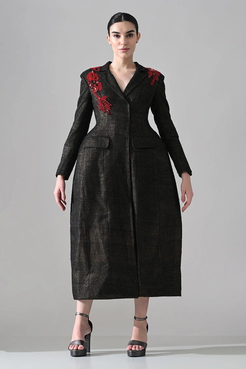 Midnight Black Structured Coat Dress