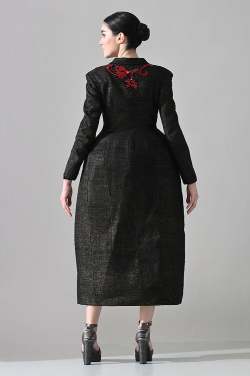 Midnight Black Structured Coat Dress