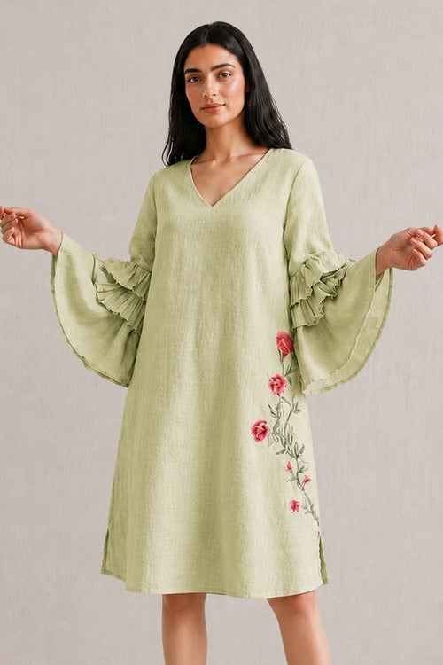 Lane Green Rose Garden Tan Tan Dress