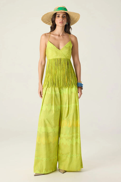 Lime Green Raven Blouse With Saylor Palazzo