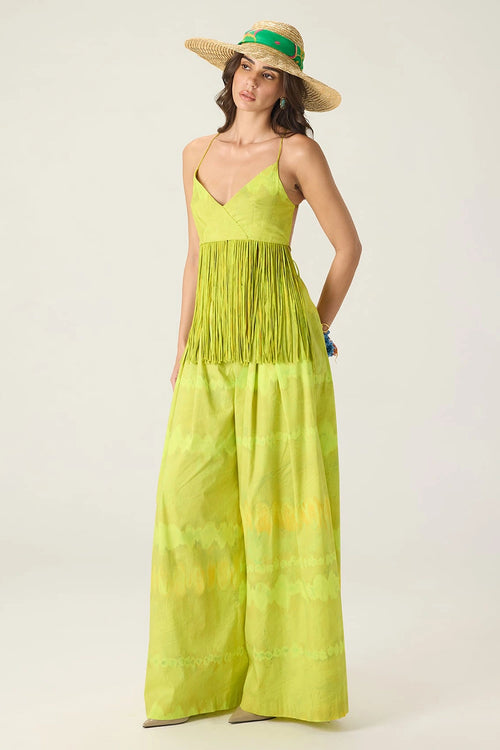 Lime Green Raven Blouse With Saylor Palazzo