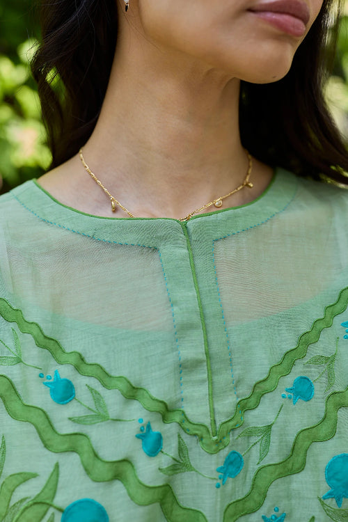 Pomegranate Trail Green Embroidered Kurta Set With Dupatta