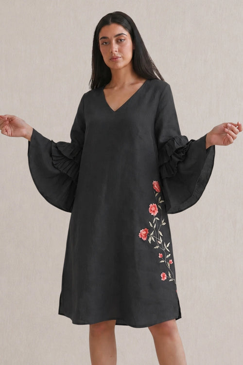 Black Rose Garden Tan Tan Dress