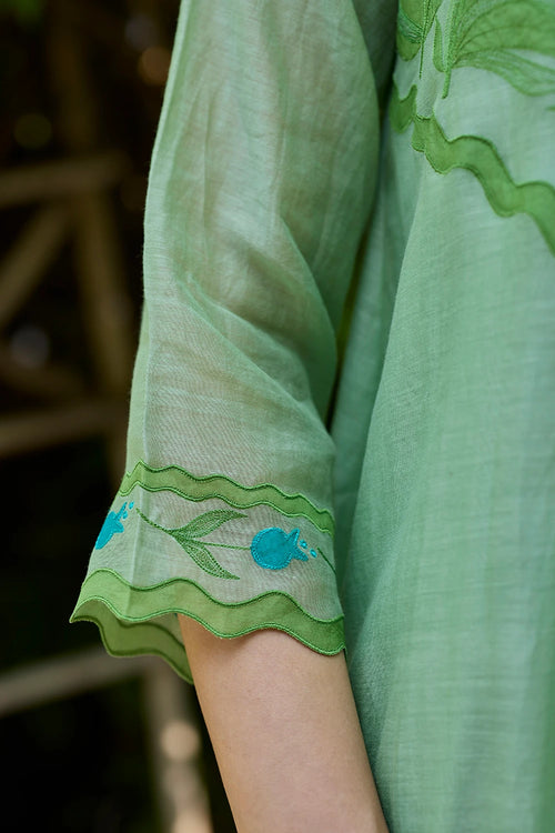 Pomegranate Trail Green Embroidered Kurta Set With Dupatta