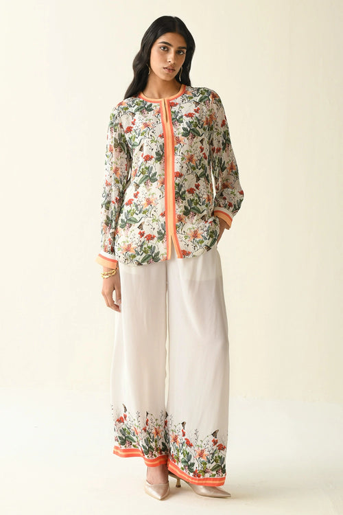 Pink And Ivory Floral Printed Co-ord Set