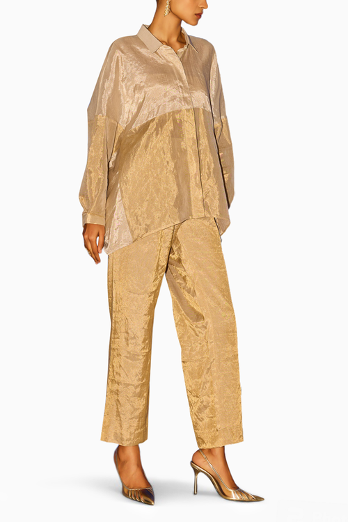 Gold Patchwork Oversized Shirt and Pants