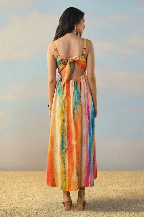 Linen Abstract Watercolour Maxi