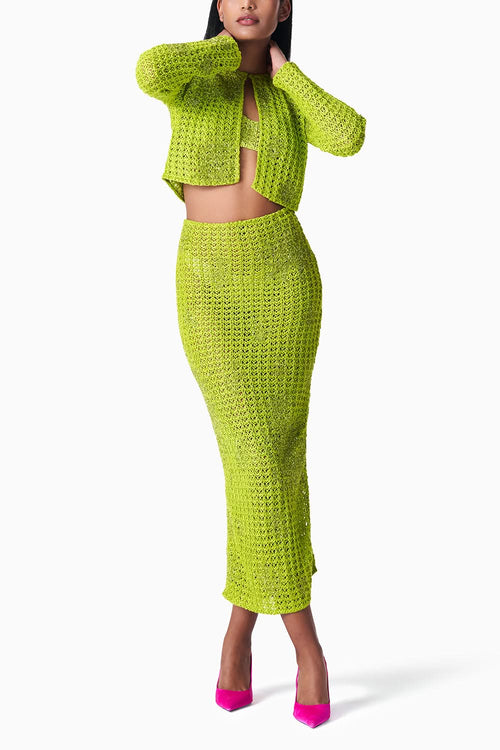 Chartreuse Linen Crochet Set