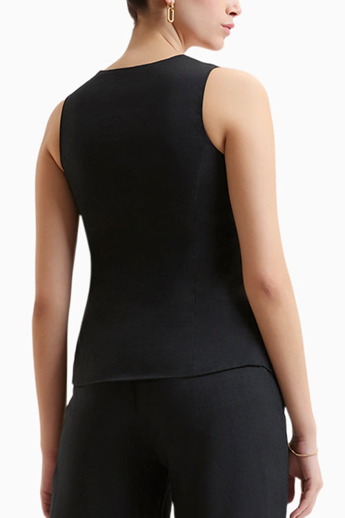 Black Capri Linen Waistcoat