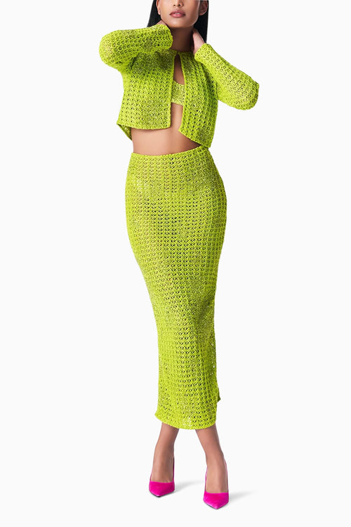 Chartreuse Linen Crochet Set