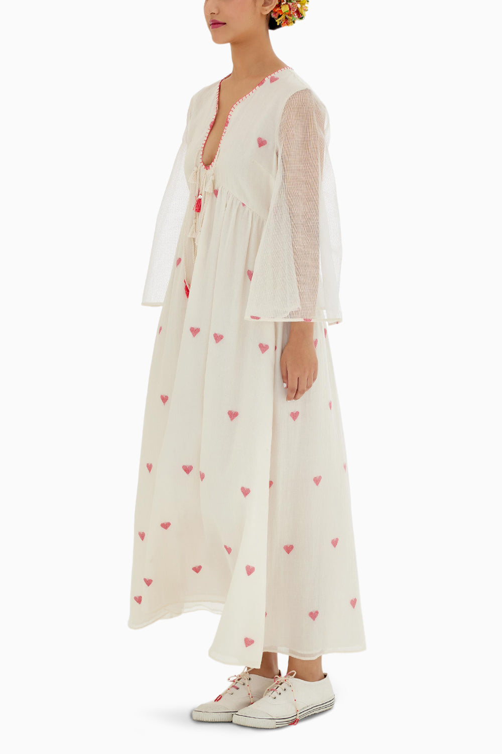 Cream Hand Woven Jamdani Dress