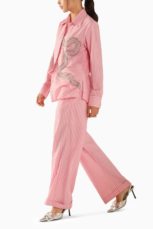 Audery Pink-Stripes Co-ord Set