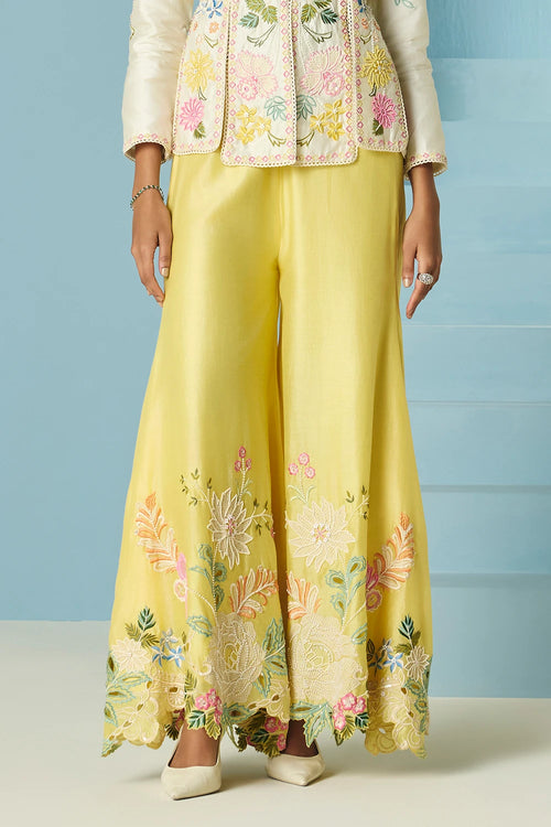 Butter Yellow Embroidered Sharara