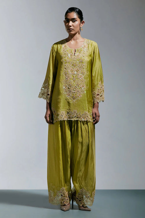 Henna Floral Embroidered Silk Salwar Set