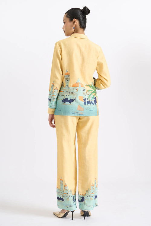 Coastal Escape Printed Shirt And Trouser Set