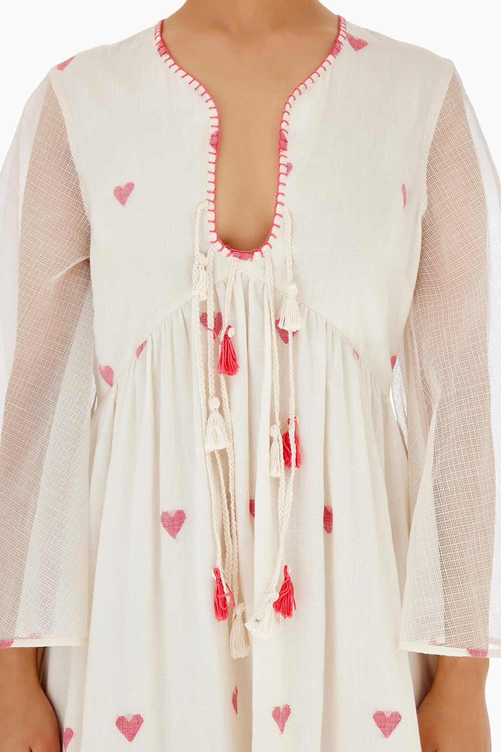 Cream Hand Woven Jamdani Dress