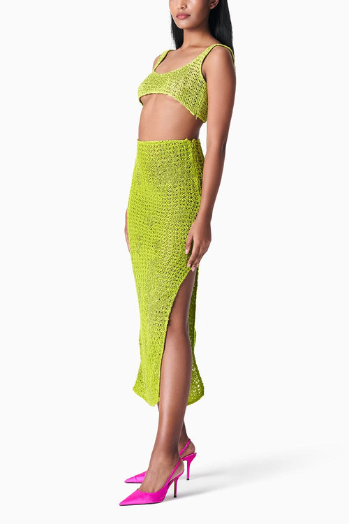 Chartreuse Linen Crochet Set