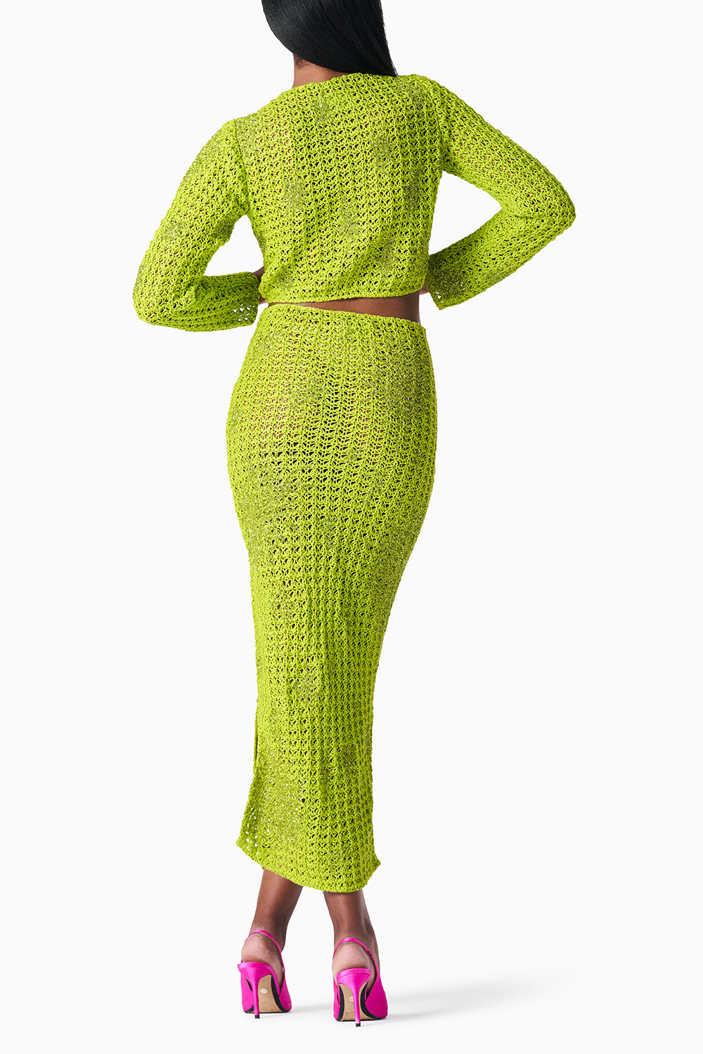 Chartreuse Linen Crochet Set