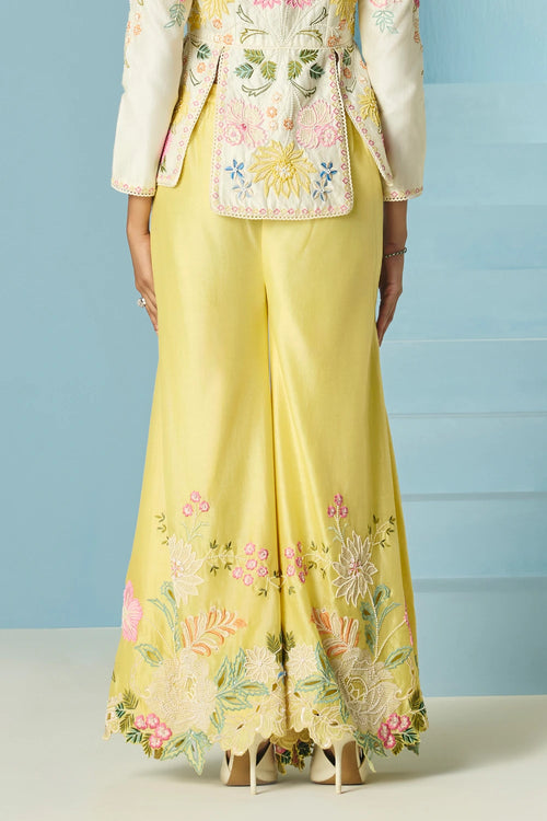 Butter Yellow Embroidered Sharara