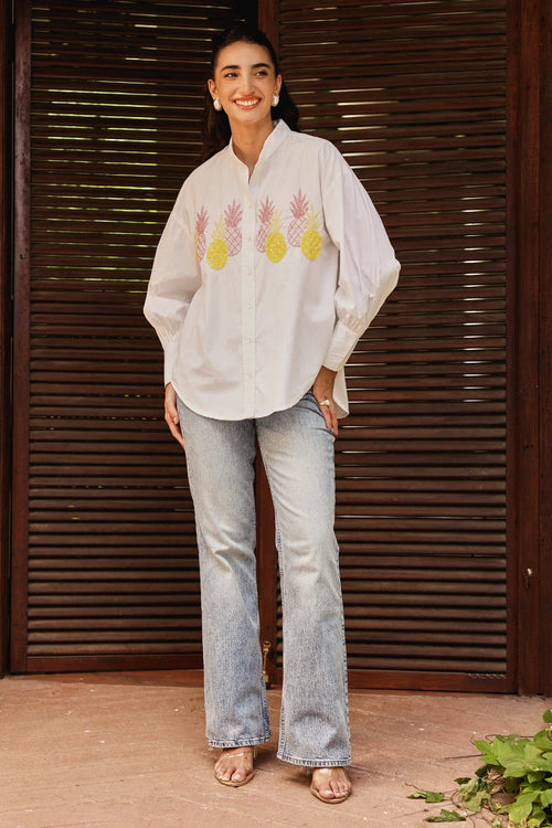White Hand Embellished Pinacolada Blouse