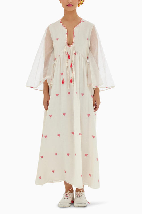 Cream Hand Woven Jamdani Dress