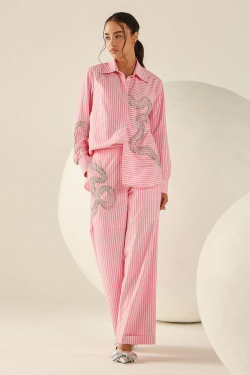 Audery Pink-Stripes Co-ord Set