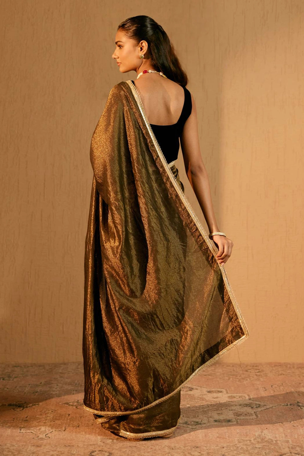 Black Lily Chanderi Stripe Saree