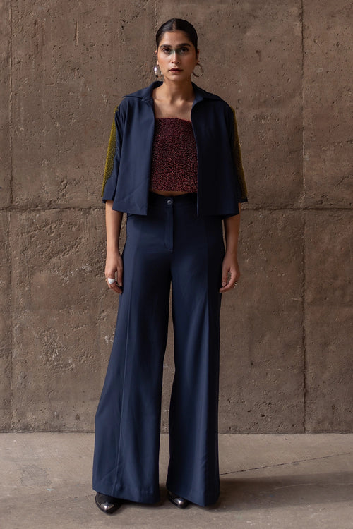 Winged Crystal Blue Top with Bottom and Jacket