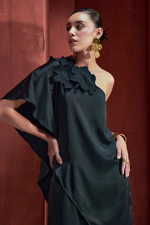 The Lumiere Black Satin Jumpsuit