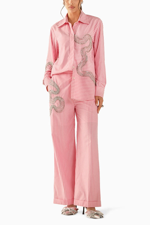 Audery Pink-Stripes Co-ord Set