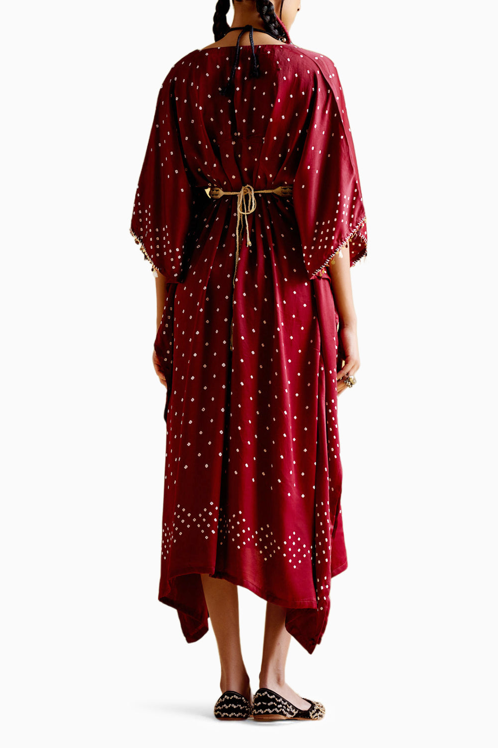 Annika Maroon Bandhini Kaftan