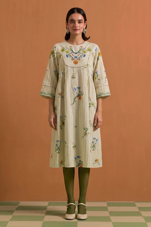 Ivory Verdant Yoke Dress