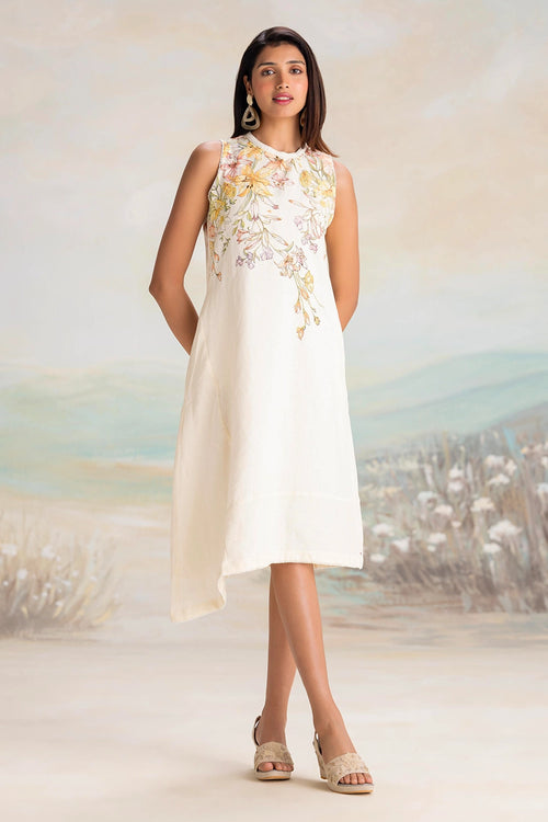 Candy Blossom Off-White Sleeveless Dress