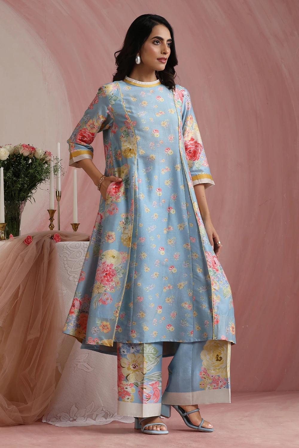 Powder Light Blossoms Kurta Set