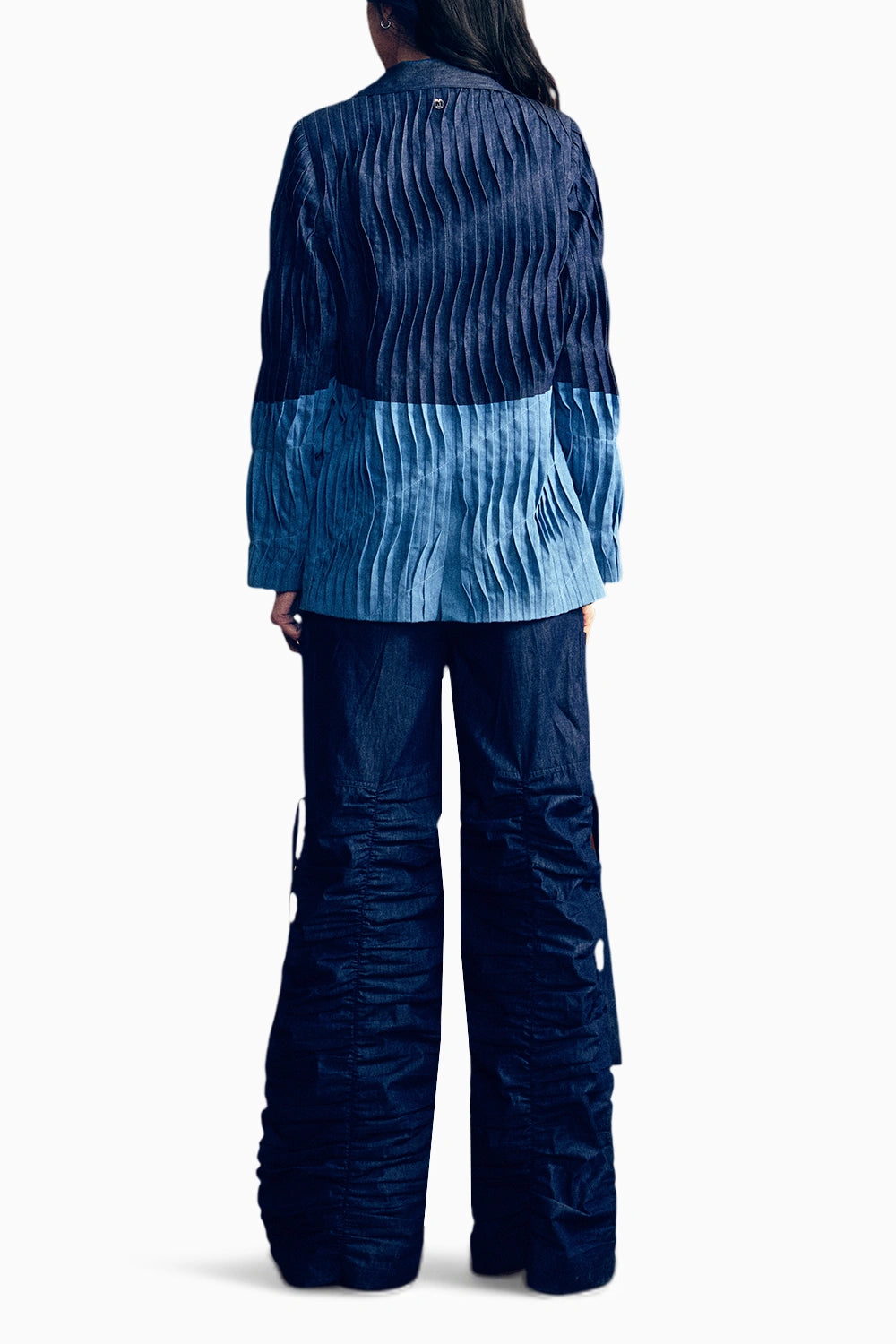 Denim Pleated Pantsuit