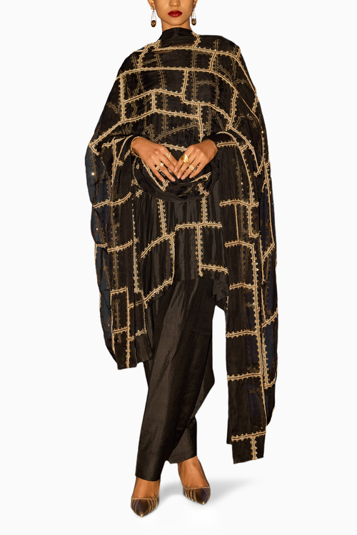 Linework Kurta Salwar Set with Organza Dupatta