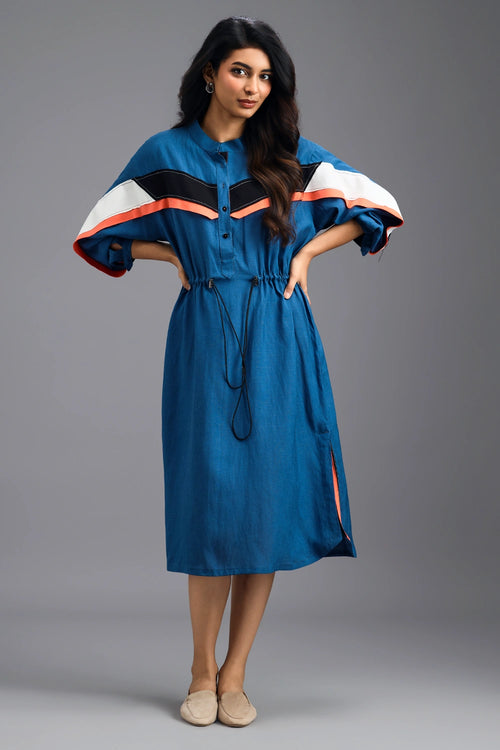 Blue Relaxed Fit Midi Dress