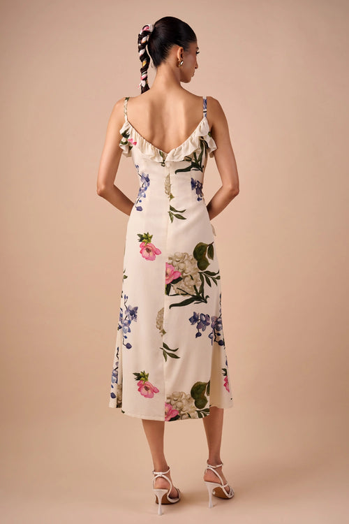 Multi Floral Ruffle Slip Dress