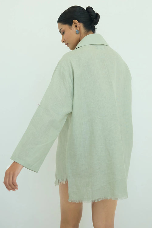 Muffu Fringes Sage Green Shirt
