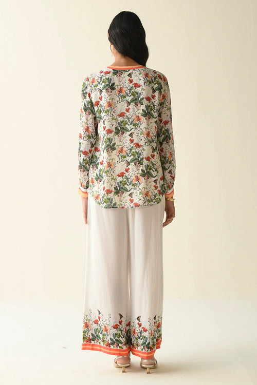 Pink And Ivory Floral Printed Co-ord Set
