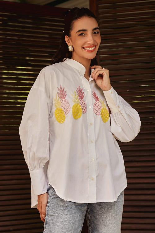 White Hand Embellished Pinacolada Blouse