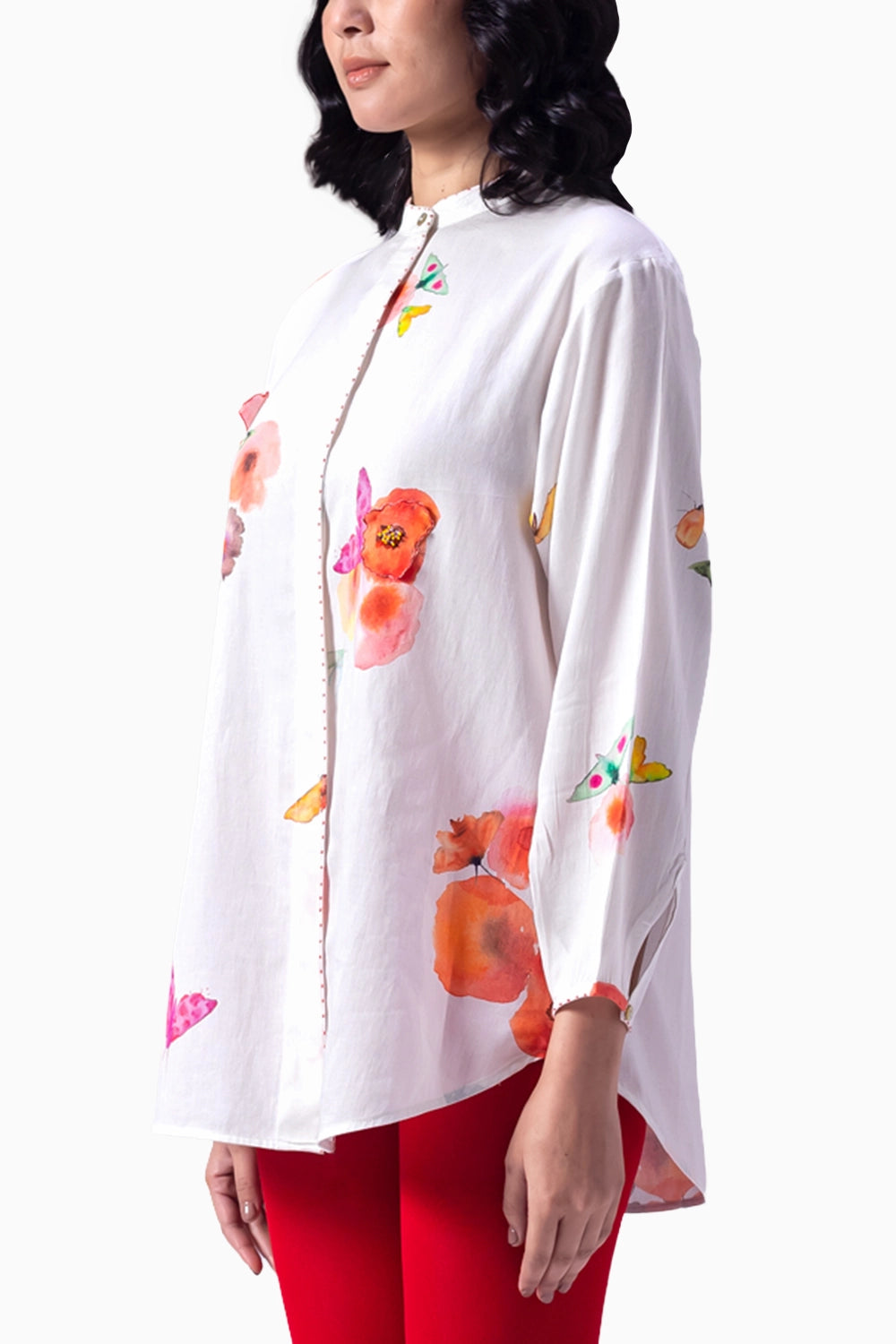 Oita White Eden Print Shirt